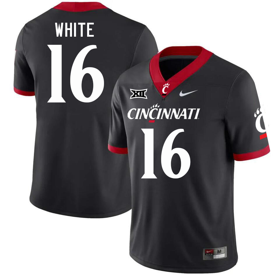 Cincinnati Bearcats #16 Jabril White Big 12 Conference College Football Jerseys Stitched Sale-Black